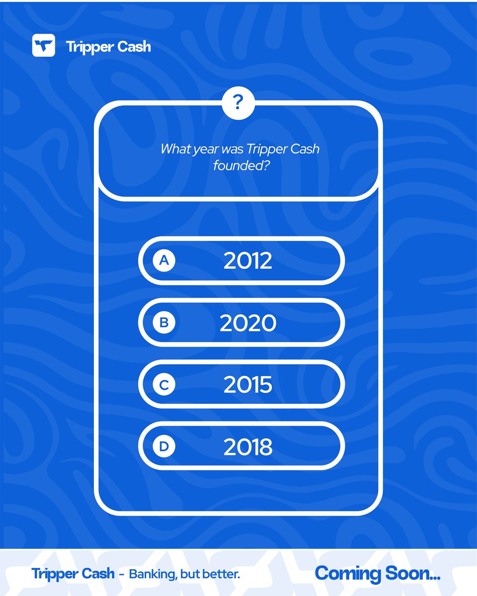 TRIPPERCASH's tweet photo. 🧠 What year was Tripper Cash founded?
A) 2012
B) 2015
C) 2018
D) 2020

Can you guess?? https://t.co/oUzNHXT6HZ