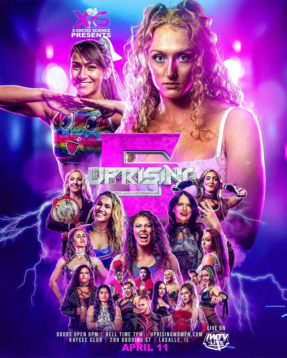 DWWrestling's tweet photo. 🚨🚨 Happy Uprising Eve!!!🚨🚨

‼️ A Few Front Row Tix Just Released on https://t.co/6Xaxzso7G9 ‼️ 

Live on IWTV!  

Uprising: Women Athletes 5 

🗓️: April 11th
🏢: Kaycee Club
📍: 209 Gooding St. LaSalle, IL 61301
🖊️: M&G  5 pm
🚪: 6 pm
🛎️: 7 pm
🎟️: https://t.co/6Xaxzso7G9
📺: Live on @indiewrestling 
🍕 : After party at Lou’s Lagrotto
#️⃣: #Uprising5