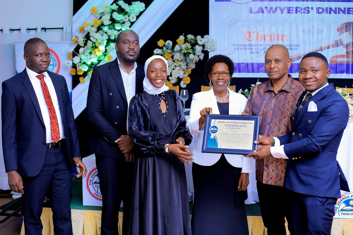 LawStudentsUg's tweet photo. Our president @namulemeangella during the Annual law dinner at Grotius Law Society @UPU_Uganda  in Fortportal under the theme: "Fundamental Prerequisites  that a future lawyer must have."
@pntambirweki with the  Kiboga Resident Judge Jameson Karemani amongst  other guests. https://t.co/lYemmpPiTK