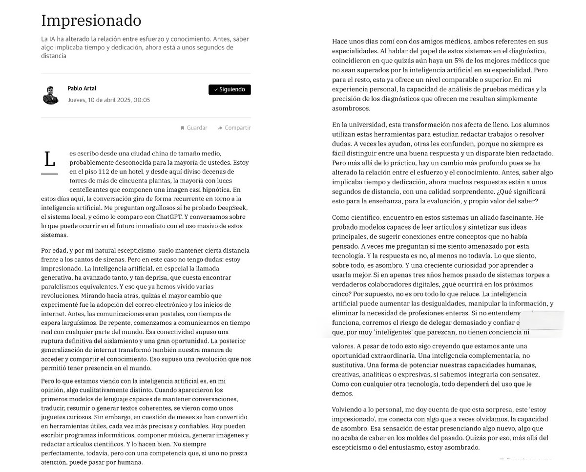 Pablo Artal (@pablo_artal) on Twitter photo "Impresionado"
Mi artículo de opinión quincenal de hoy en <a href="/laverdad_es/">laverdad_es</a>
"...el mayor cambio fue la adopción del correo electrónico y los inicios de internet que nos permitió tener presencia en el mundo."
laverdad.es/opinion/pablo-…
<a href="/aaguirredc/">alberto aguirre de c</a> <a href="/vrrios/">Víctor Rodríguez</a> "Impresionado"
Mi artículo de opinión quincenal de hoy en <a href="/laverdad_es/">laverdad_es</a>
"...el mayor cambio fue la adopción del correo electrónico y los inicios de internet que nos permitió tener presencia en el mundo."
laverdad.es/opinion/pablo-…
<a href="/aaguirredc/">alberto aguirre de c</a> <a href="/vrrios/">Víctor Rodríguez</a>