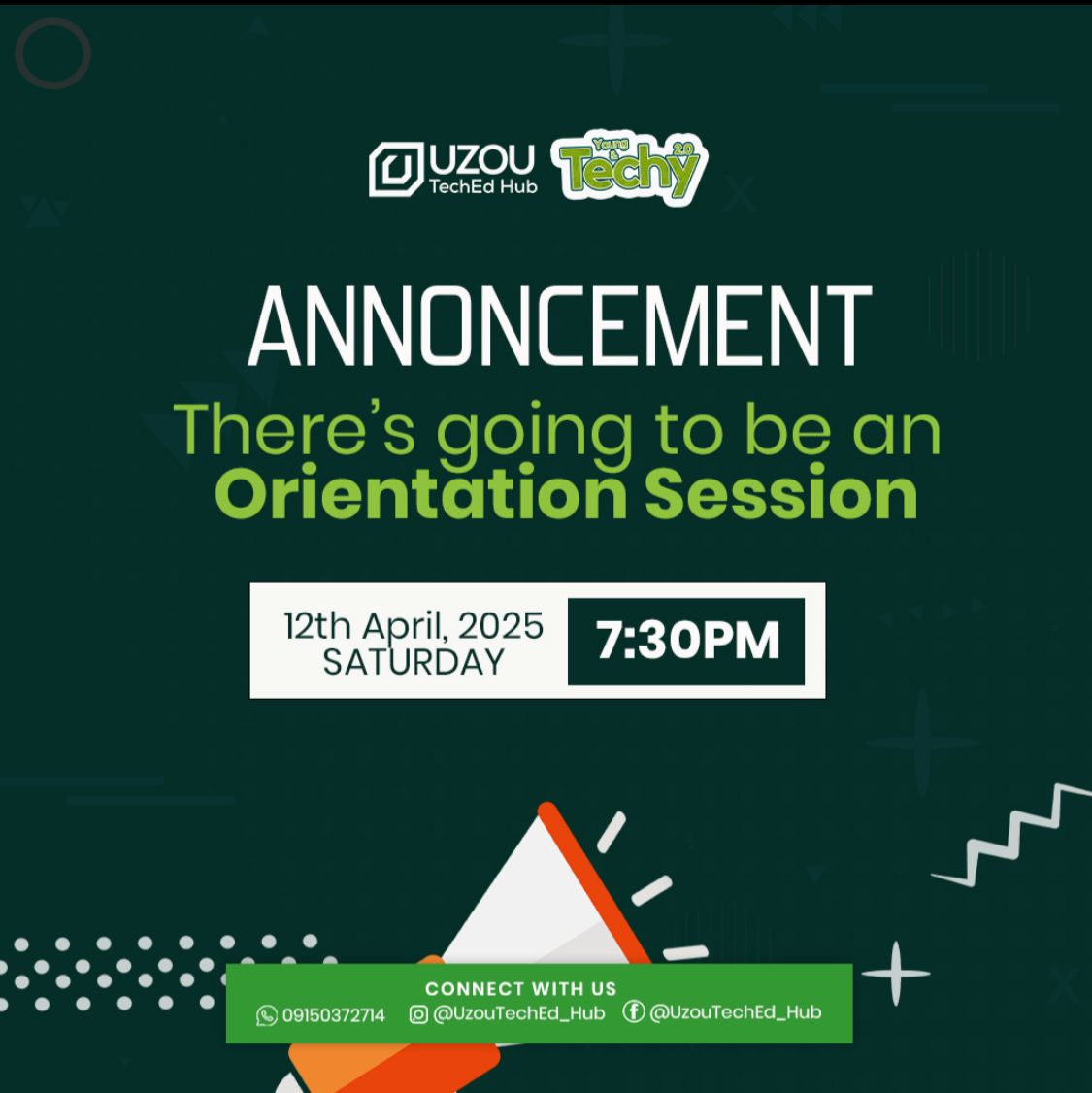 Uzou_TechED_Hub's tweet photo. Orientation 🗣️ Day is here!

New faces, 😊fresh energy, ✊and we’re pumped to start this tech💻 journey together.

Let’s learn, vibe, and glow up!

#Orientation 
#TechForGood 
#Tech4All https://t.co/Ymc4BsiNtD