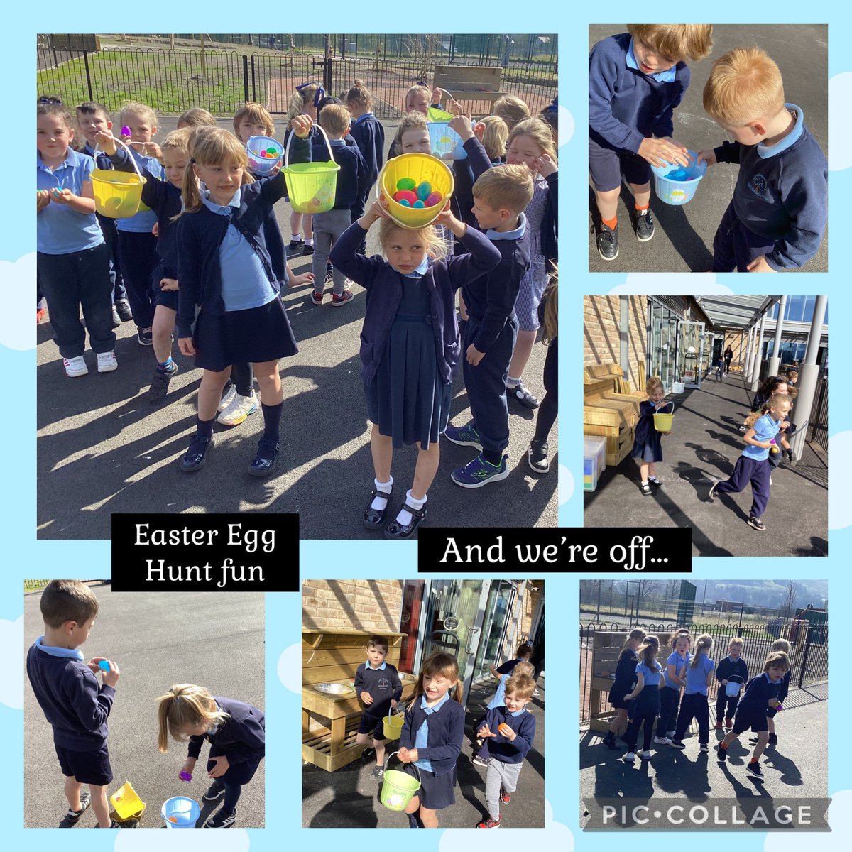 GPSMissProbert1's tweet photo. Perfect weather for an Easter Egg hunt in Dosbarth Un to round off the Spring term.@GlyncoedP @JoanneWeightman https://t.co/hzlZTL2h9f