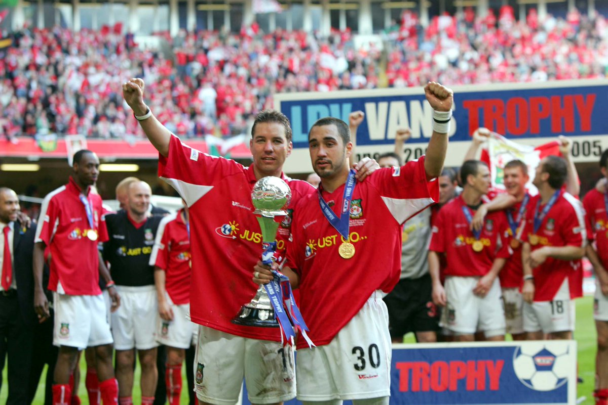 Wrexham_AFC's tweet photo. A day to remember for everyone associated with the Club 🫡

20 years ago today, we lifted the LDV Vans Trophy at the Millennium Stadium 🏆

🔴⚪ #WxmAFC https://t.co/zRXyKLJi9c