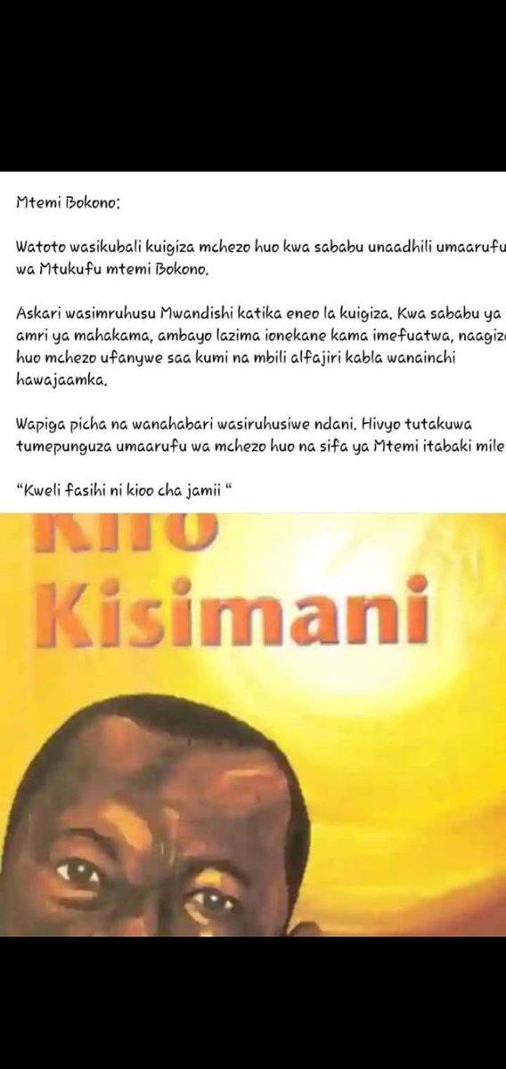 DanChepta's tweet photo. Who was the writer of Kifo Kisimani?

He knew this would happen. https://t.co/Z7MQ8Qr8By