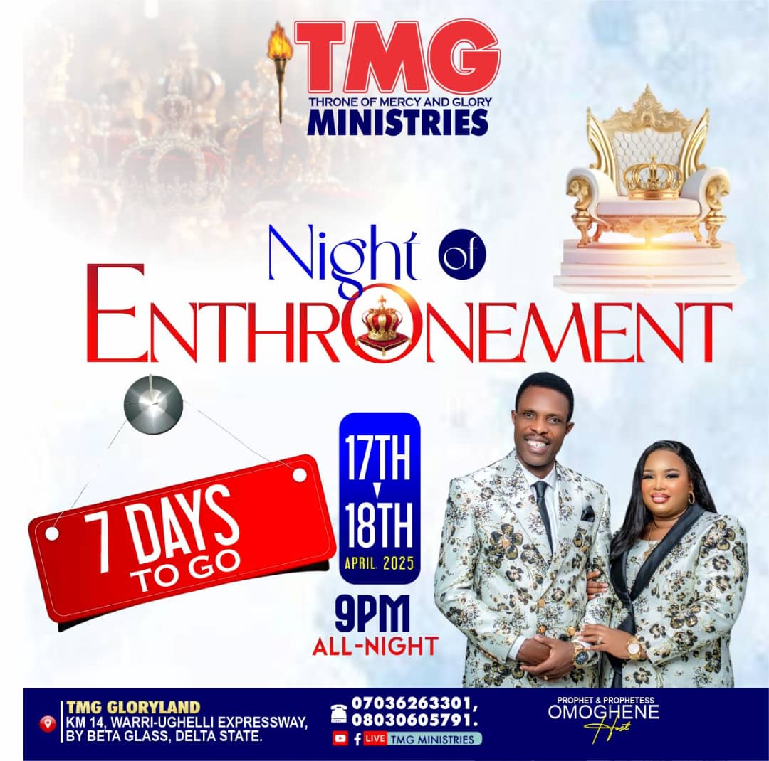 TMGministry15's tweet photo. The Night of Enthronement 2025 is here!!! 7DAYS TO GO!!!
#TMG #TMGMINISTRIES #THRONEOFMERCY #THRONEOFGRACE #THRONEOFGLORY #YearofRestoration #Restoration2025 #ACTIVEGRACE #MyRestoration #Restoration #SeasonofRestoration #NIGHTOFENTHRONEMENT #ENTHRONEMENT2025 https://t.co/LVEsKOOJB0