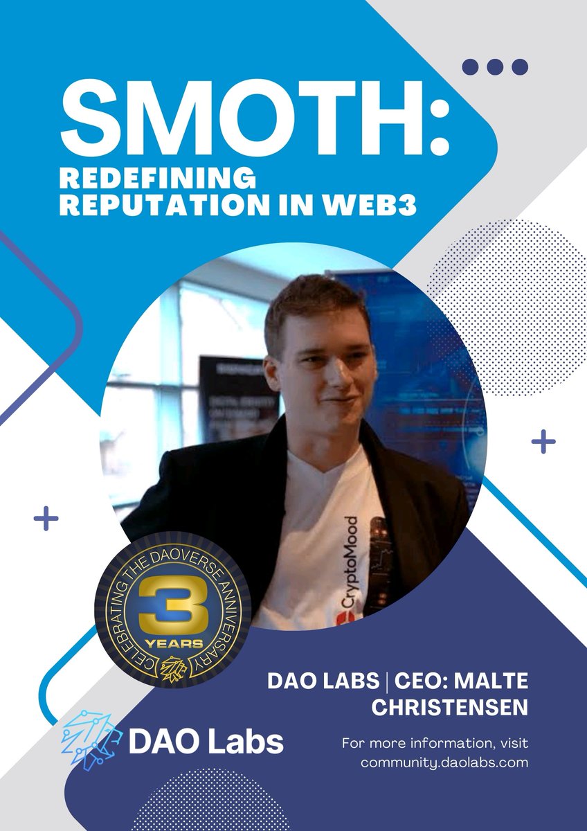 everyoung1991's tweet photo. 1/ π§΅ DAO Labs: SMotH & Revolutionizing Web3 Reputation π
As we dive deeper into SMoTH, CEO Malte Christensen shares how @TheDAOLabs is reshaping reputation. Let's explore why Social Mining is the future of decentralized engagement. #SocialMining #DAOLabs #SMotH
@DAOLabs_CEO https://t.co/eRenDcJAdP