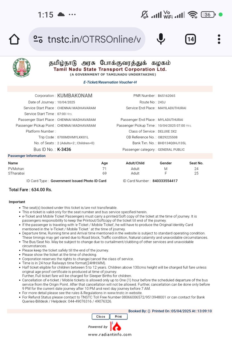 ArunBal52867742's tweet photo. I reserved a ticket for my parents, who reached the boarding point 45 minutes earlier, with several notices to the timekeeper for the bus. The reserved bus left without checking in my parents, &amp; also there was no call from the bus driver or conductor. @tnstc_setc @sivasankar1ss https://t.co/FoHn6QeXcY