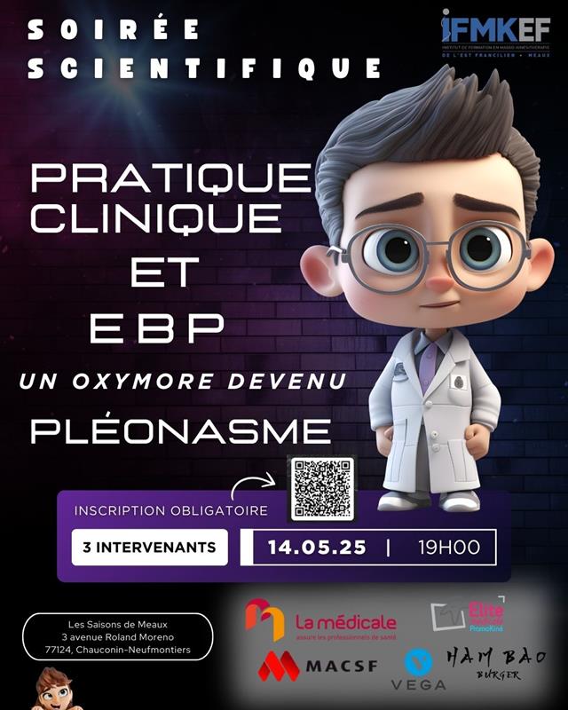 4ème Soirée Scientifique de l’IFMK EF – Mercredi 14 mai 2025 (19h-22h) - Présentation des intervenants.

Adrien PALLOT accompagné par Jean-Philippe DENEUVILLE, ainsi qu'un troisième intervenant qui est....un invité Mystère.

👉 Inscrivez-vous : bit.ly/4h6fCMM