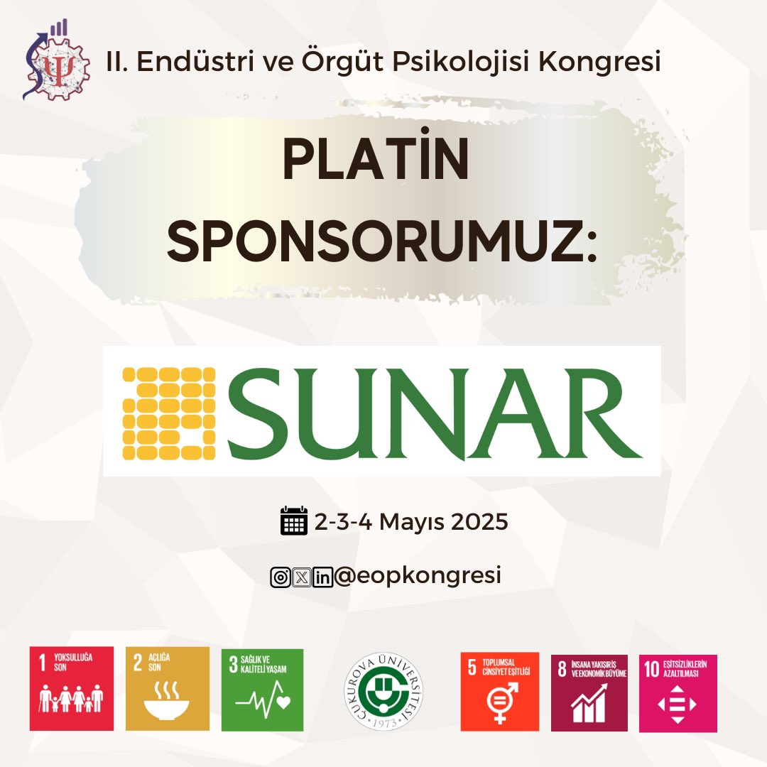 eopkongresi's tweet photo. Kongremizin Platin Sponsoru: SUNAR!✨
2-3-4 Mayıs 2025’te gerçekleşecek olan II. Endüstri ve Örgüt Psikolojisi Kongresi için büyük bir heyecan içindeyiz!
Bu yolculukta yanımızda olan platin sponsorumuz SUNAR’a kocaman bir teşekkür!
#EOPKongresi #Sunar #PlatinSponsor #Psikolog https://t.co/8zJRSxgsJW
