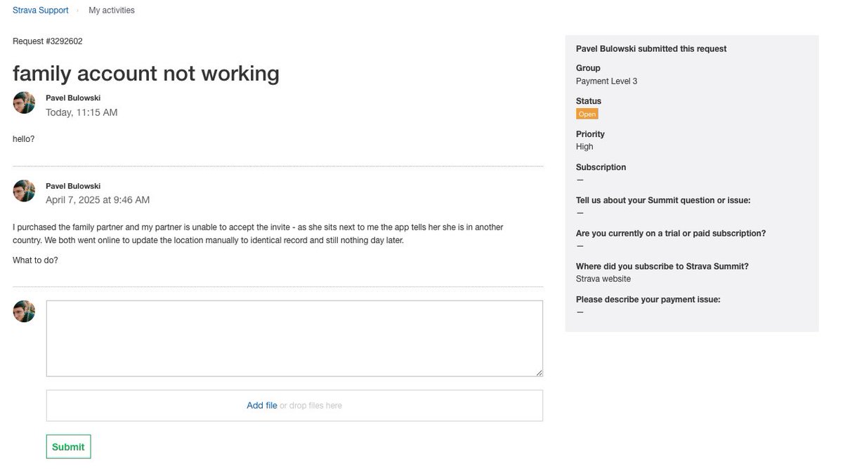 hey <a href="/StravaSupport/">Strava Support</a> what KOM do I have to take to get a response to a ticket? can't really use membership I bought.
#strava