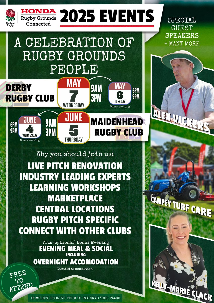 Honda Rugby Grounds Connected Events 2025

🎊🚜A celebration of grounds people🌱🎉

Excited to announce our 2025 events! Enjoy new experiences, favourites, and an exclusive bonus to enhance your day. Join us for an inspiring celebration!

Book here ⤵️
📲 tinyurl.com/2ycft3o8
