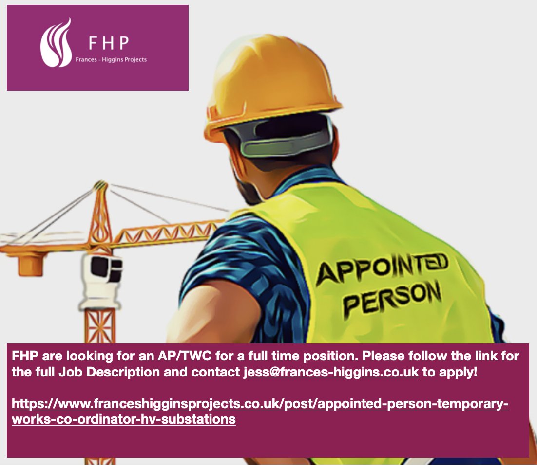 FrancesLtd's tweet photo. Permanent Positions: AP/TWC and Project Manager! Please see the below links for the full job description and get in touch to apply! E:Jess@frances-higgins.co.uk #hv #substation #jobs #work #engineering #nationalgrid https://t.co/B1e7NMSYwV