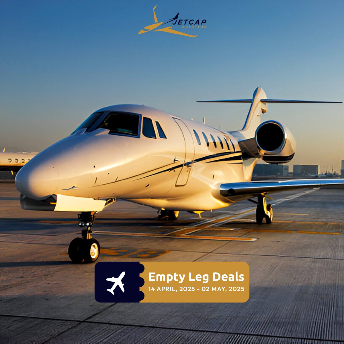 jetcapaviation's tweet photo. 💼✈️ Fly Private, Pay Less!
Take advantage of our Empty Leg Deals and experience luxury travel at unbeatable prices.

📅 14 April – 02 May 2025

#JetCapAviation #EmptyLegs https://t.co/PnPt8p1Eb4