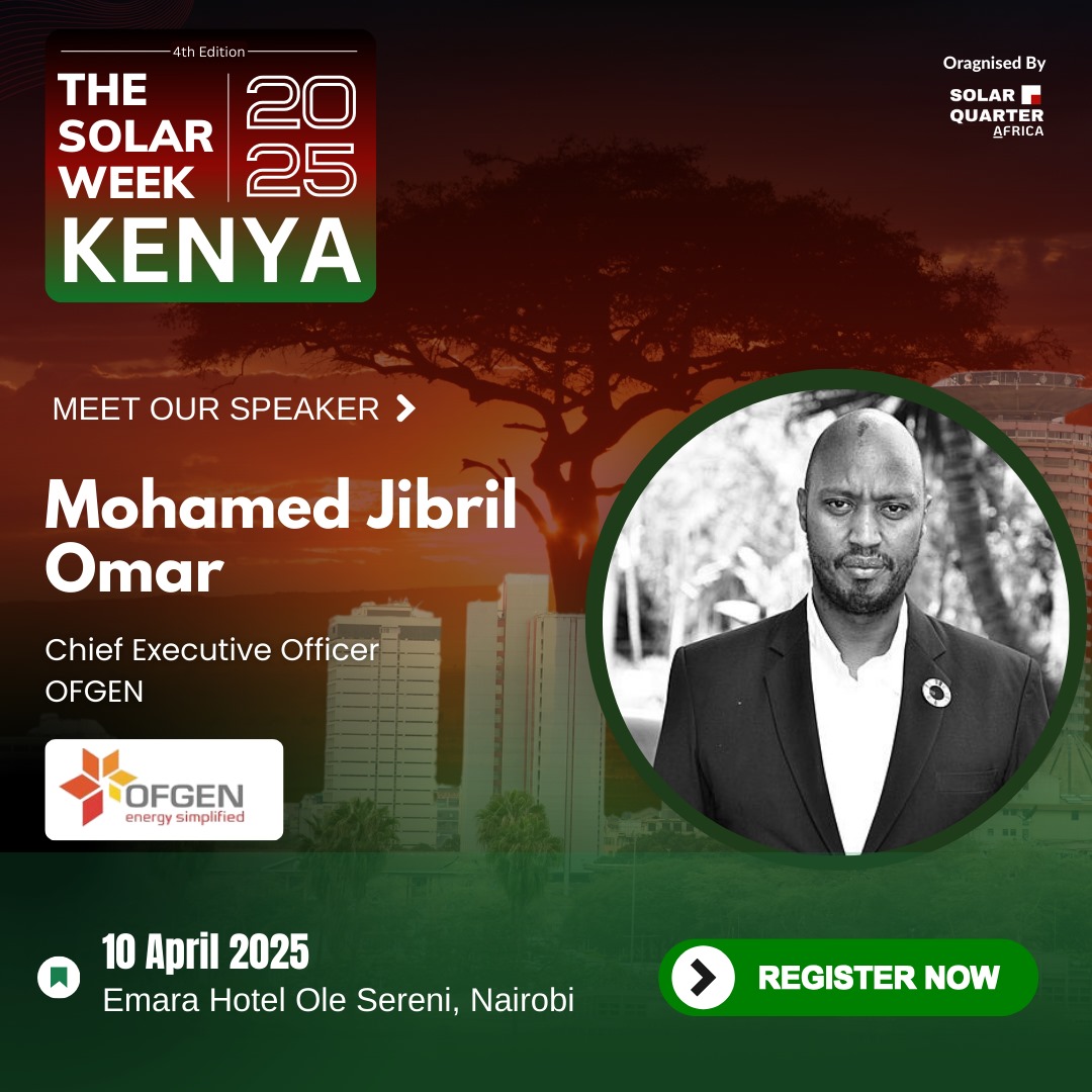 Ofgenkenya's tweet photo. Our CEO M Jibril Omar will be speaking at #solarweek2025 on Energy Storage Solutions:Enhancing Solar Intergration and grid stability in Kenya
#solar #renewableenergy #solarpv #Cleanenergy #sustainableenergy https://t.co/4hjxPdqCxj