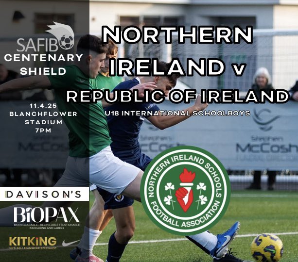 Undefeated and all to play for. The U18s are back in Centenary Shield action tomorrow night!

🔥 NI U18 vs ROI U18
📅 Friday 11th April
⏰ 7:00 PM
📍 Blanchflower Stadium

Get down and show your support! 🧤⚽