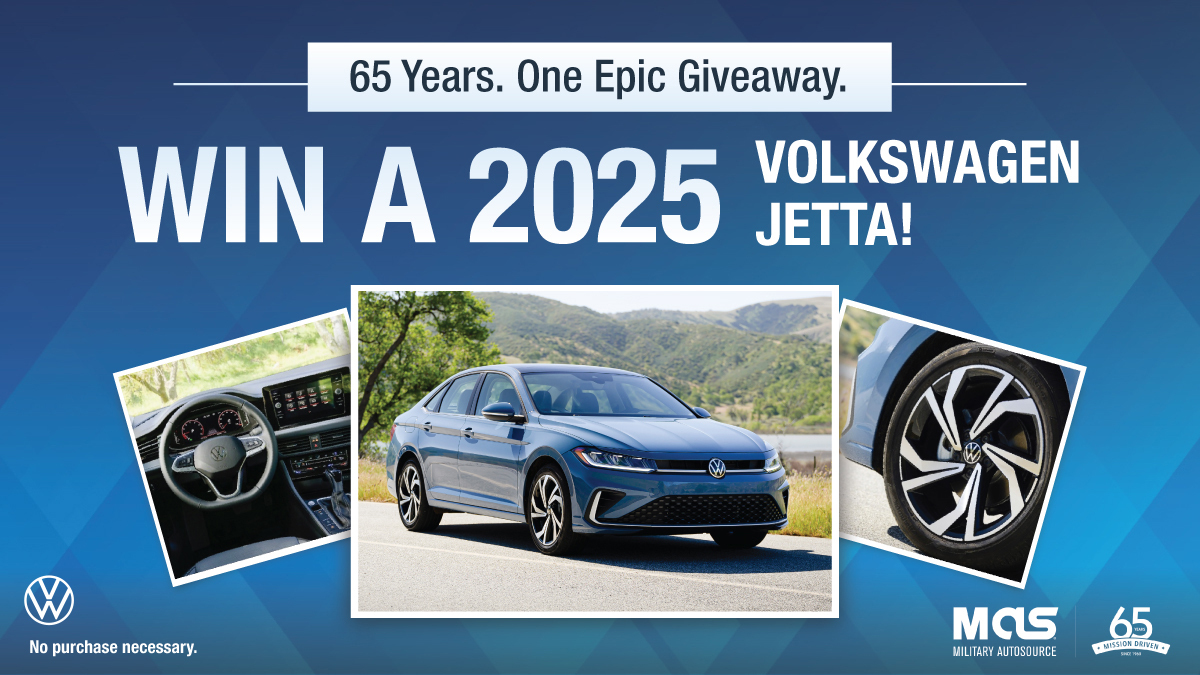For 65 years, Military AutoSource has been driving the U.S. Military forward. Now, we’re going BIG!

This is your chance to win a brand-new 2025 Jetta S—because your service deserves something epic.

U.S. Military or DoD serving in Europe? You’re... bit.ly/4gSt5sm