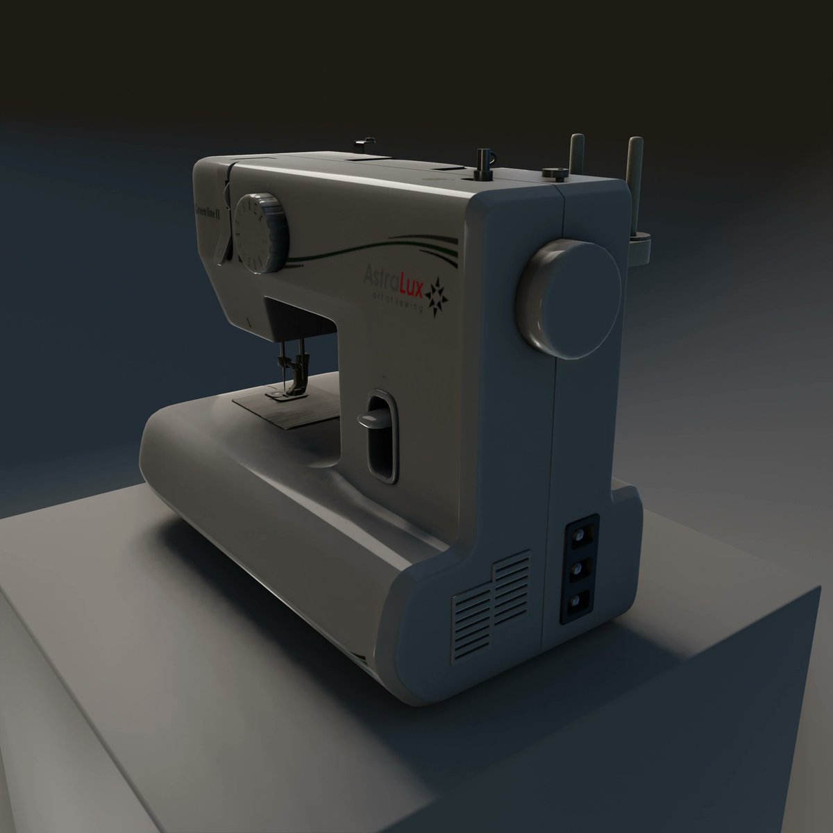 SlagPerch3D's tweet photo. Here I tried realistic approach. This is #hard_surface model of my #sewing_machine (AstraLux GreenLine II). Tried to make it clean and close to original.

~~~
#blender #3d #3dmodel #3dmodeling #props https://t.co/jtzAo7pjIL