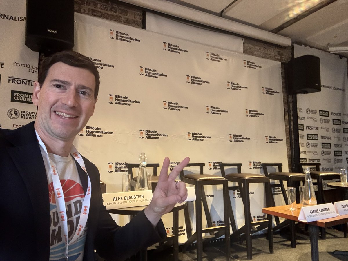 Excited to be here in London for the launch of the Bitcoin Humanitarian  Alliance at the Frontline Club! A dozen human rights and humanitarian orgs  will present how they use BTC in