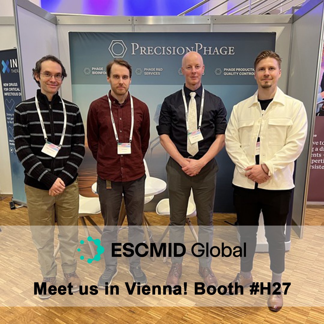 Meet us at the #ESCMIDGlobal 2025 in Vienna! Visit booth #27 and meet our team with expertise in:
🔷 modern #bioinformatics
🔷 high-quality #phage R&amp;D:
#phagecollection
#phagebank
#phageisolation
#dnaisolation
#phageproduction
phage #sequencing

Read more:
precisionphage.com/articles/meet-…