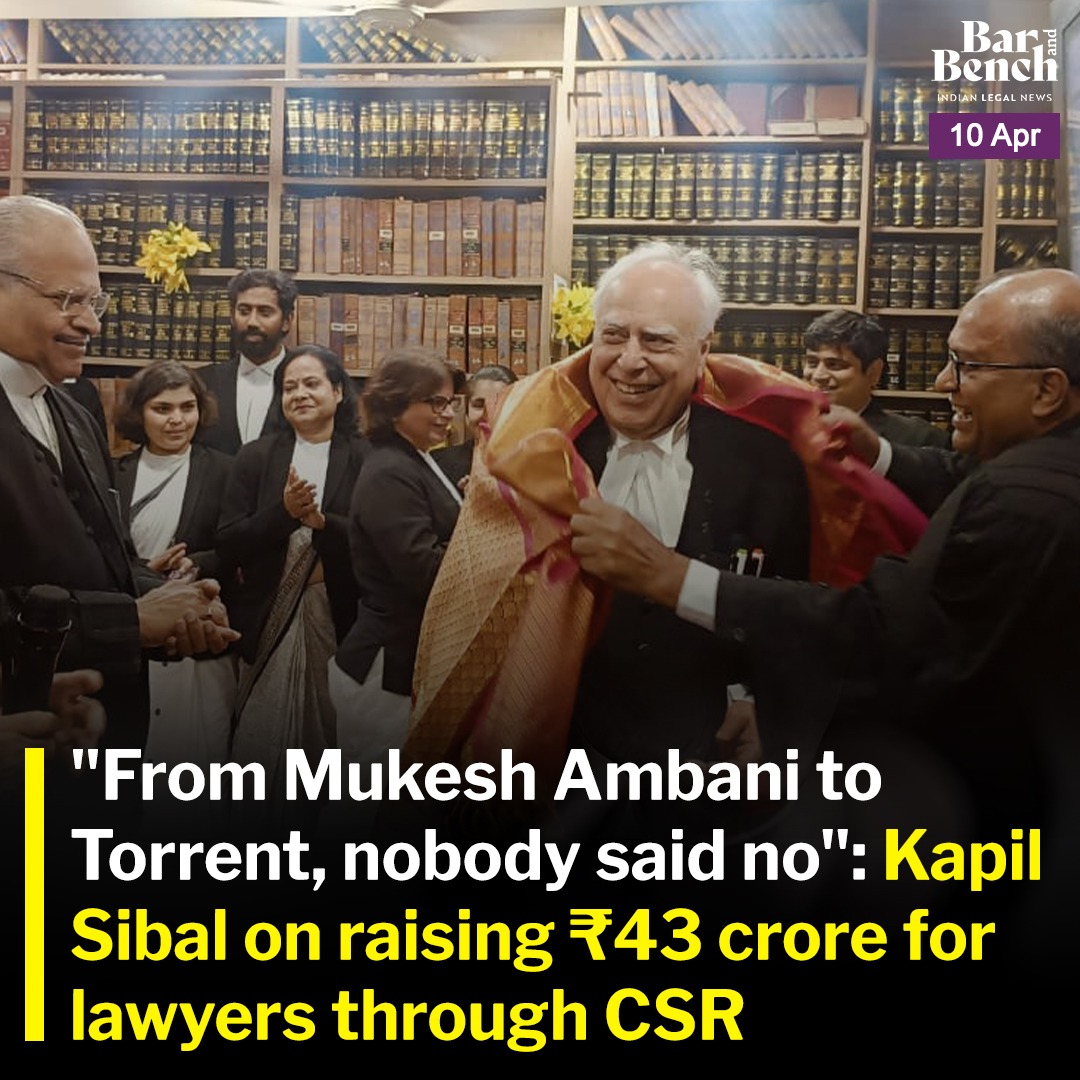 "From Mukesh Ambani to Torrent, nobody said no": Kapil Sibal on raising ₹43 crore for lawyers through CSR

Read full story: tinyurl.com/mr2dwd8r
