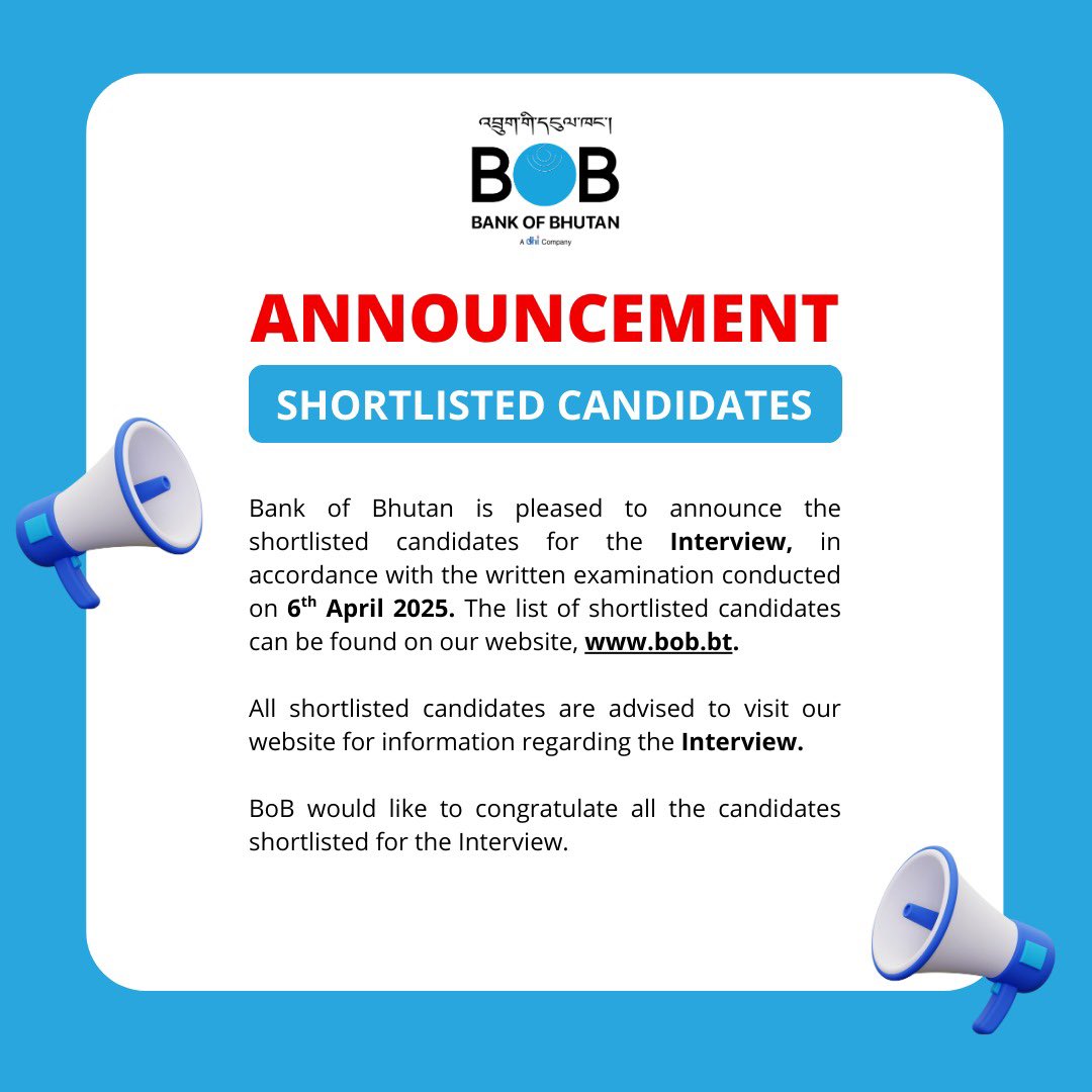 📣 𝗦𝗛𝗢𝗥𝗧𝗟𝗜𝗦𝗧𝗘𝗗 𝗖𝗔𝗡𝗗𝗜𝗗𝗔𝗧𝗘𝗦 𝗙𝗢𝗥 𝗜𝗡𝗧𝗘𝗥𝗩𝗜𝗘𝗪📣

For more information, visit: bob.bt/announcement-o…