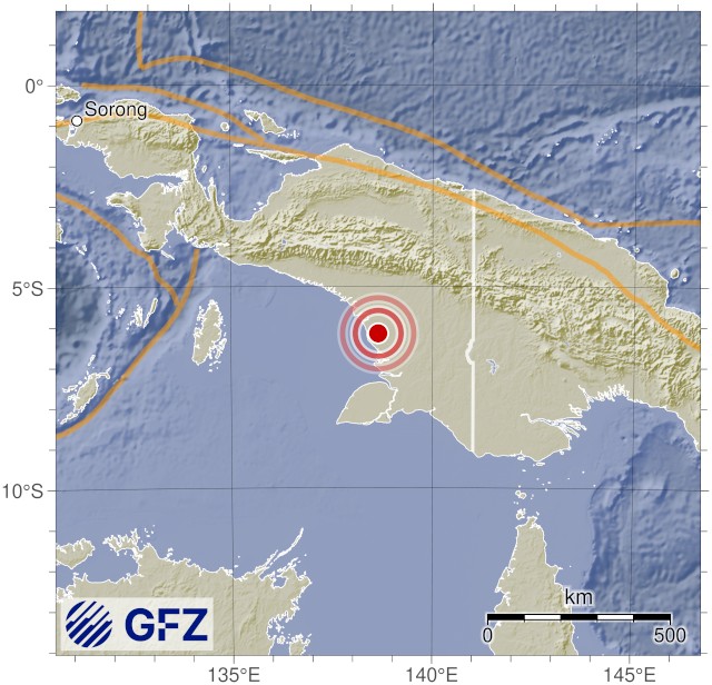 10-4-68

14:53 แผ่นดินไหวขนาด 5.4 (Mw) ลึก 35 กม. พิกัด 138.68°E 5.95°S จังหวัดปาปัวใต้ ประเทศอินโดนีเซีย

geofon.gfz.de/eqinfo/event.p…