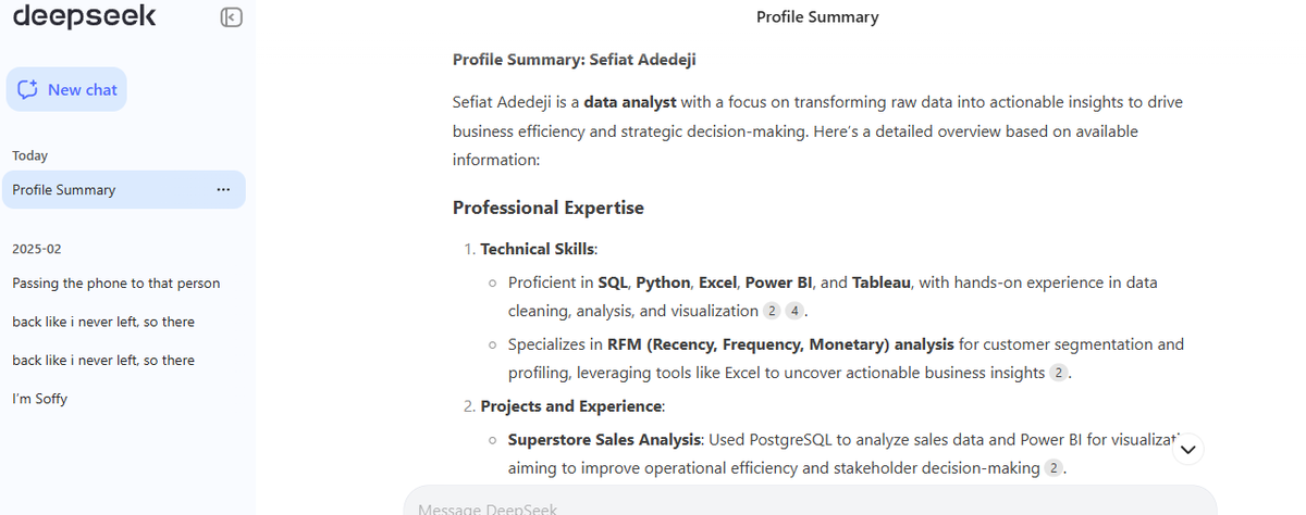 soffytalks_data's tweet photo. I decided to test different AI tools to see how they'd describe me, just to check their reasoning. Not bad at all! Attached are screenshots from DeepSeek, Gemini, ChatGPT, and Queen Chat. #ALX_AiSK #ALX_AI https://t.co/YcgSYCVYIq