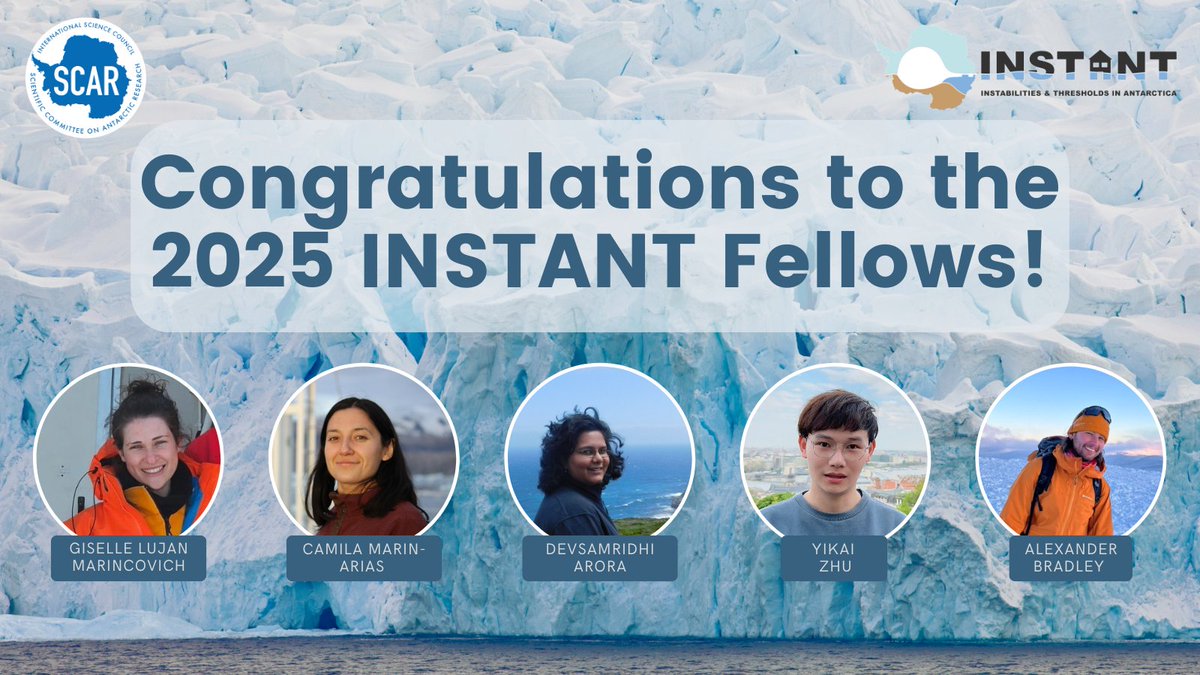 Scientific Committee on Antarctic Research (SCAR) (@scar_tweets) on Twitter photo Meet the 2025 <a href="/scar_instant/">SCAR INSTANT</a> Fellows!
🇦🇶Giselle Lujan Marincovich – aerosols
🇦🇶Camila Marin-Arias – methane release
🇦🇶Yikai Zhu – ice shelf pinning points
🇦🇶Alexander Bradley – tipping points
Congratulations!
scar.org/scar-news/prog… Meet the 2025 <a href="/scar_instant/">SCAR INSTANT</a> Fellows!
🇦🇶Giselle Lujan Marincovich – aerosols
🇦🇶Camila Marin-Arias – methane release
🇦🇶Yikai Zhu – ice shelf pinning points
🇦🇶Alexander Bradley – tipping points
Congratulations!
scar.org/scar-news/prog…