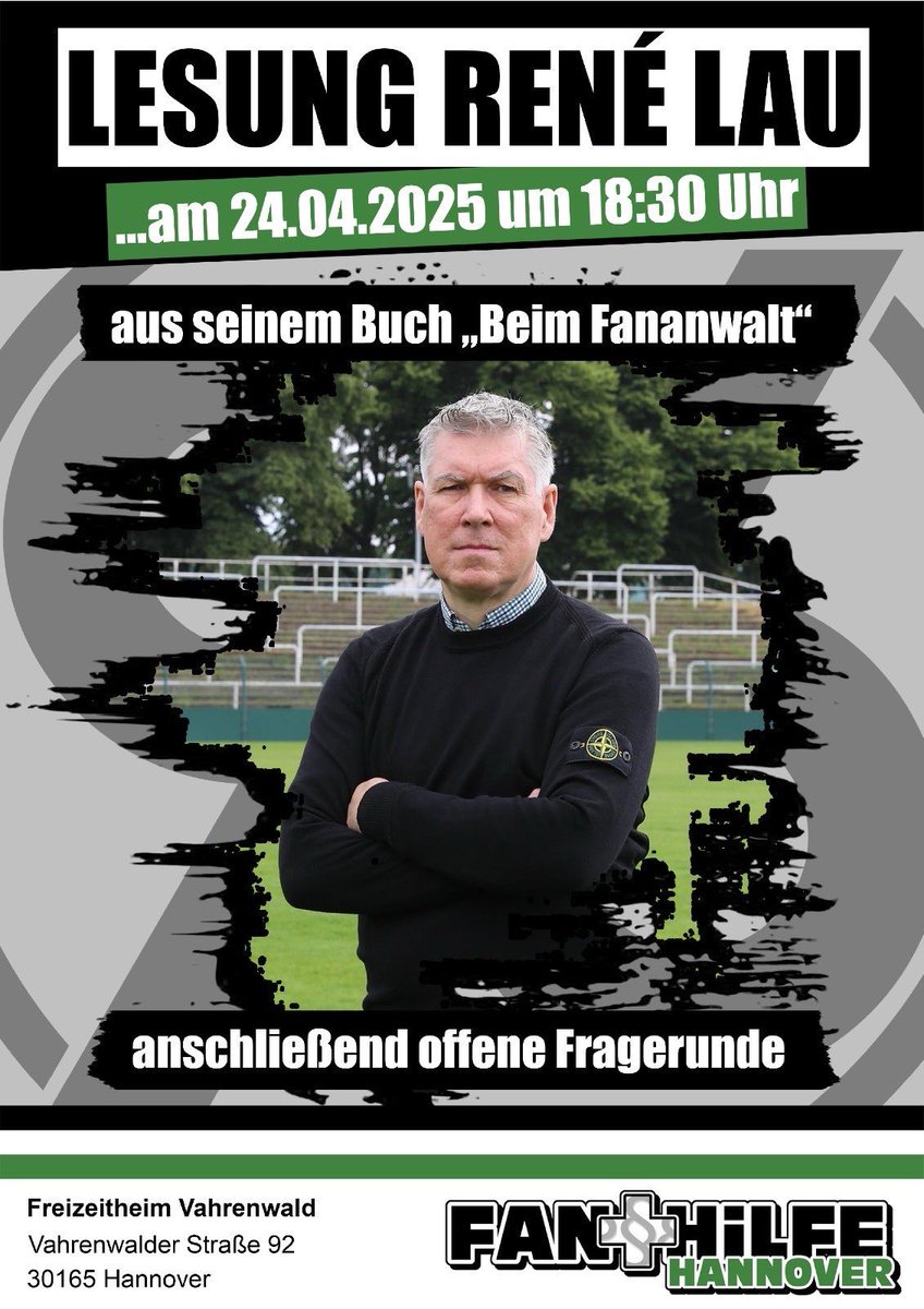 Fanhilfe Hannover (@fanhilfe_h) on Twitter photo Am 24.04.2025 um 18:30Uhr möchten wir Euch und <a href="/renelauberlin/">Rechtsanwalt René Lau</a> im Freizeitheim Vahrenwald begrüßen.
Wir freuen uns auf Euch!
#H96 | #Fanhilfe | #Fanrechte Am 24.04.2025 um 18:30Uhr möchten wir Euch und <a href="/renelauberlin/">Rechtsanwalt René Lau</a> im Freizeitheim Vahrenwald begrüßen.
Wir freuen uns auf Euch!
#H96 | #Fanhilfe | #Fanrechte