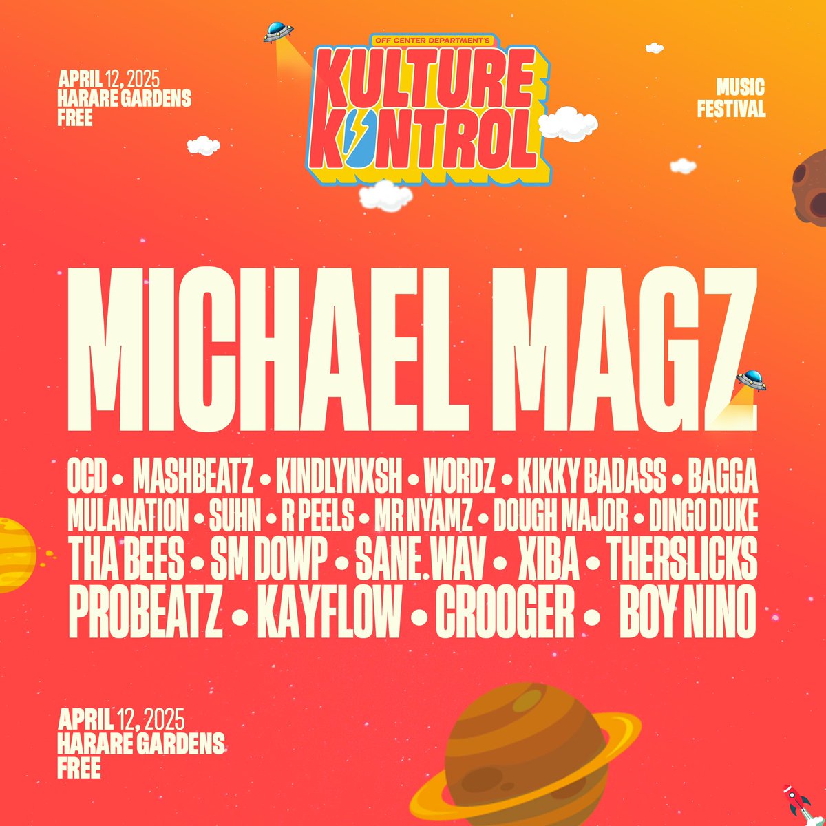 ocd_updates's tweet photo. Kulture Kontrol Weekend Music Festival 12 April at Harare Gardens - Free Show. Don't be left out! https://t.co/mpsLewVD7F