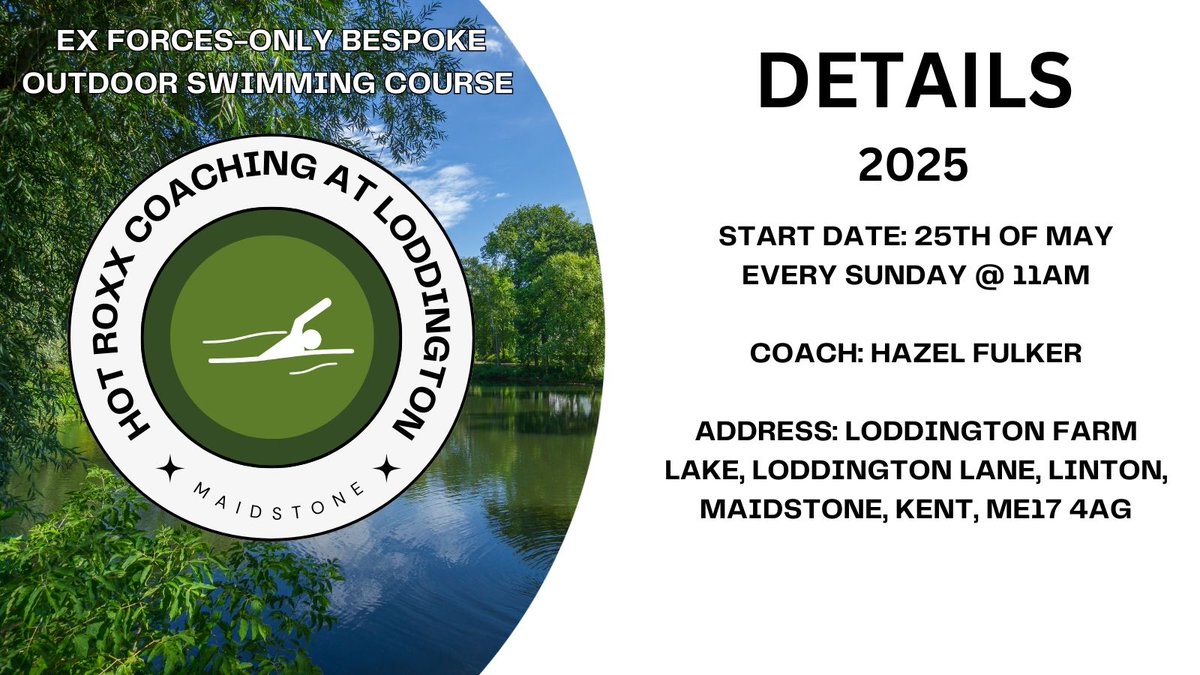 Outside2study's tweet photo. Recruitment is open for OUTIDE2! 

One of our swim course sites, Loddington Lake Farm, is bespoke (ex-forces only). Contribute to depression research by signing up today https://t.co/sfX47zcjUM #NHSresearch #mentalhealthresearch #maidstone #exforces #outdoorswimming #mentalhealth https://t.co/vVmPFcq7QL