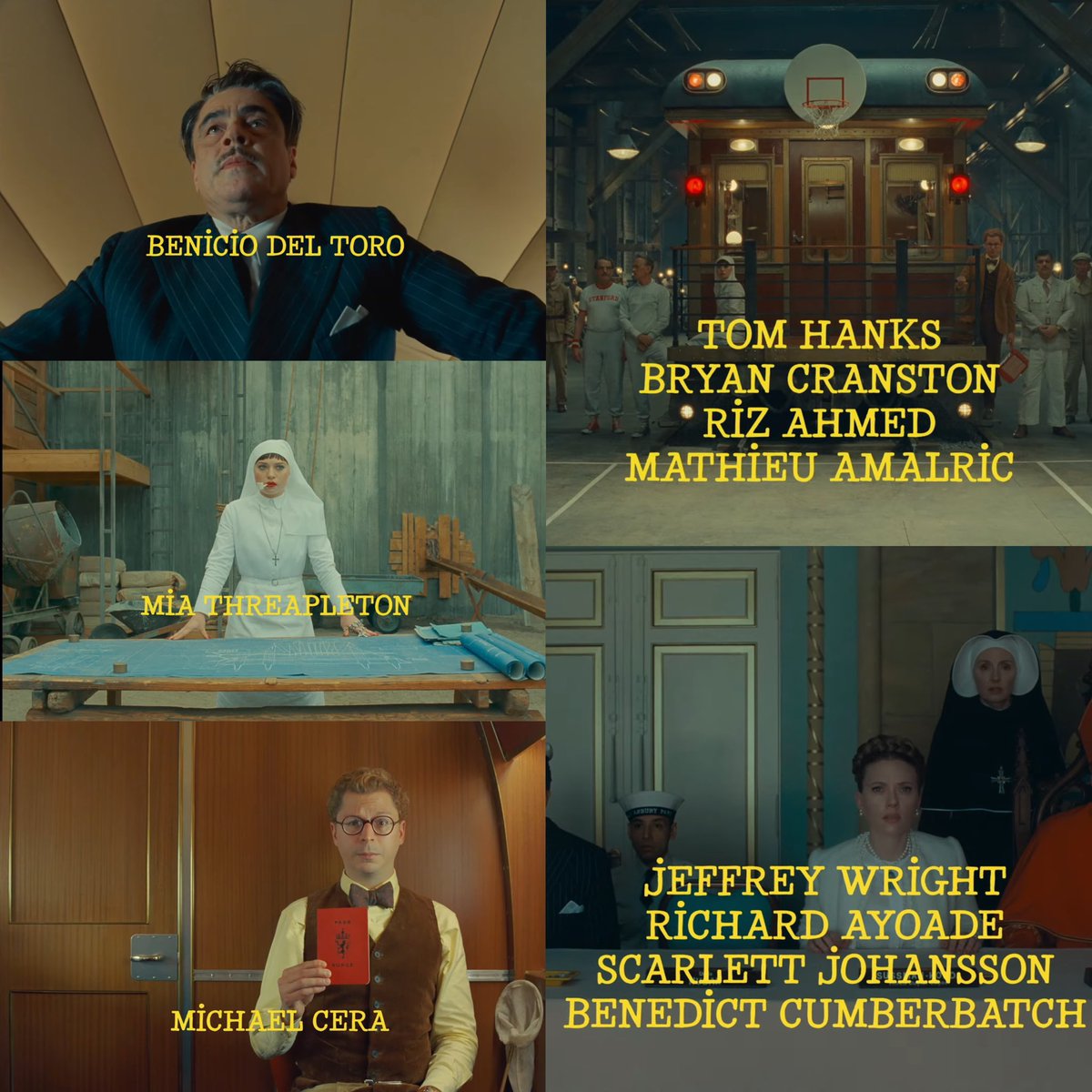 FilmUpdates's tweet photo. Wes Anderson's 'THE PHOENICIAN SCHEME' will premiere at the 2025 Cannes Film Festival.

Starring Benicio del Toro, Mia Threapleton, Michael Cera, Tom Hanks, Bryan Cranston, Riz Ahmed, Mathieu Amalric, Jeffrey Wright, Scarlett Johansson, Richard Ayoade and Benedict Cumberbatch. https://t.co/NROfmfvgVs