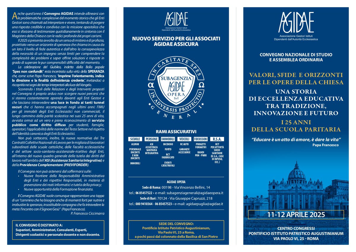agidae_official's tweet photo. L'11 e il 12 Aprile si terrà il Convegno Nazionale di Studio AGIDAE dal titolo "Valori, Sfide e Orizzonti per le Opere della Chiesa - Una storia di eccellenza educativa tra tradizione, innovazione e futuro - I 25 anni della scuola paritaria". https://t.co/sXbdXg9Mc7