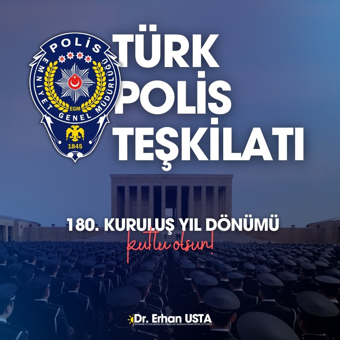 Milletimizin huzur ve güvenliği için canı pahasına görev yapan Türk Polis Teşkilatımızın 180. kuruluş yıl dönümü kutlu olsun.

Vicdanıyla hareket eden, milletini ve devletini yürekten seven, adalet duygusunu pusula edinen her bir emniyet mensubumuza minnettarız.

Görevi başında