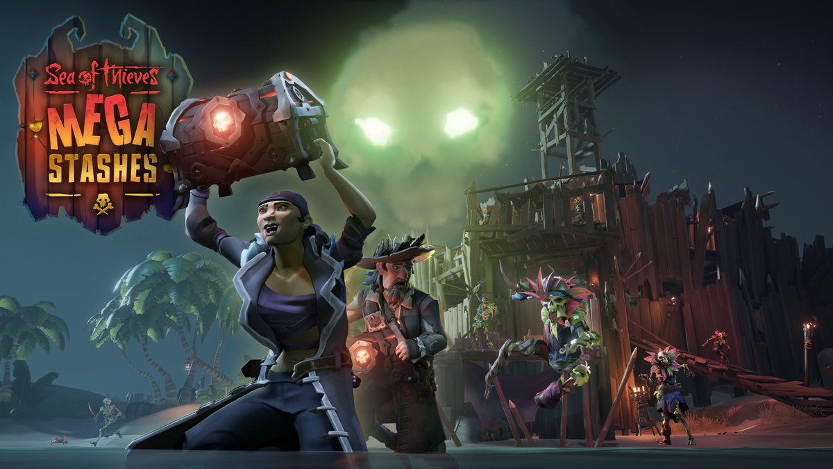 SeaOfThieves's tweet image. From April 17th-24th (10am UTC) the Mega Stashes Event will be live! Vanquish Skeleton Forts for the chance to uncover a vast hoard of Ashen Chests of Legends. Plus, beat enough Skeleton Forts in the Event and you can earn the stupendous Stash Seeker's Moustache.