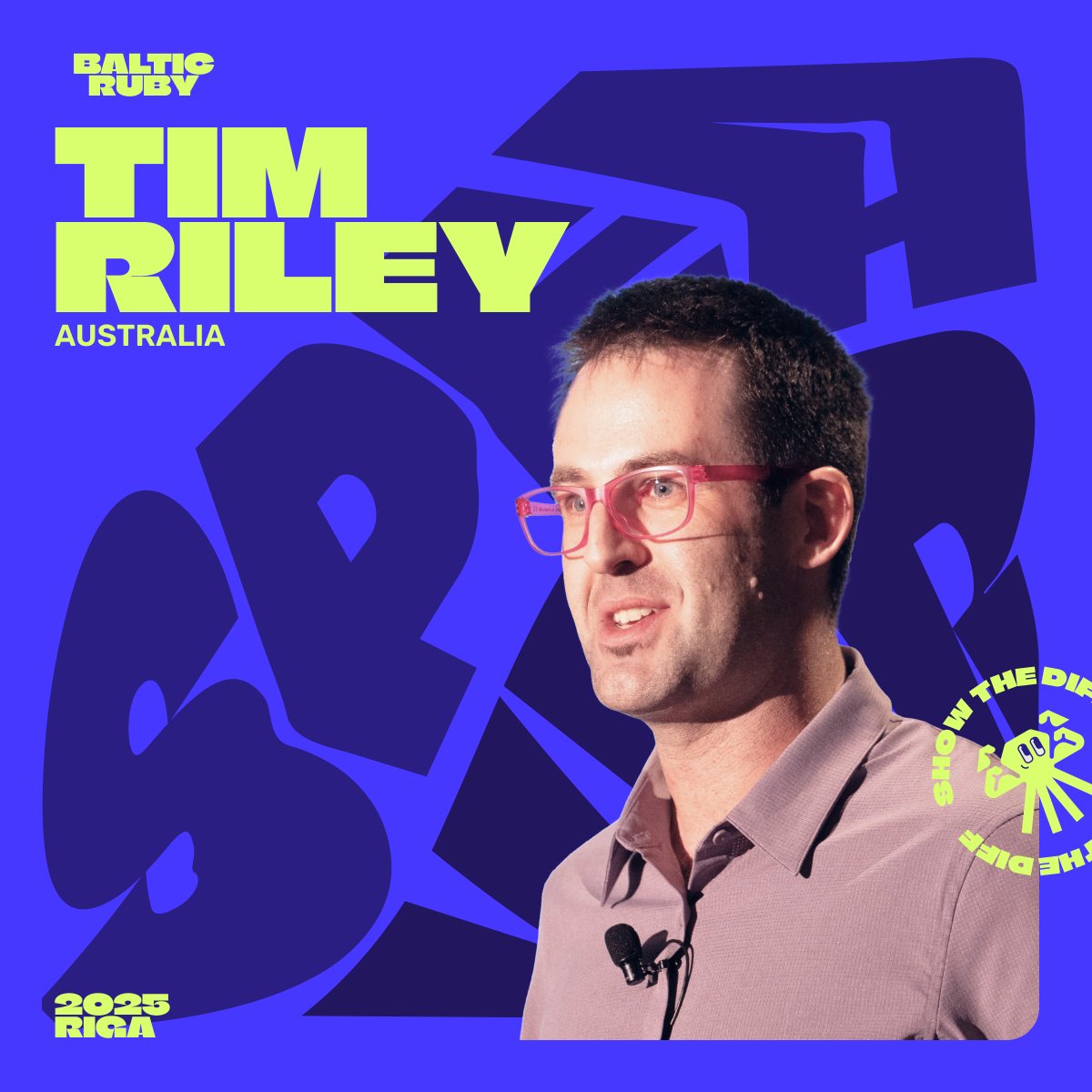 Meet our second keynote speaker!
Tim Riley (<a href="/timriley/">Tim Riley → @timriley@ruby.social</a>) will share his thoughts on building a more diverse Ruby and the rewards from the journey.