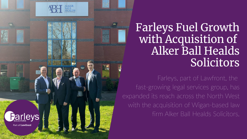 We're pleased to announce our acquisition of Wigan-based Alker Ball Healds Solicitors, continuing our growth across the region. Find out more over on our website: bit.ly/3GhEWTi