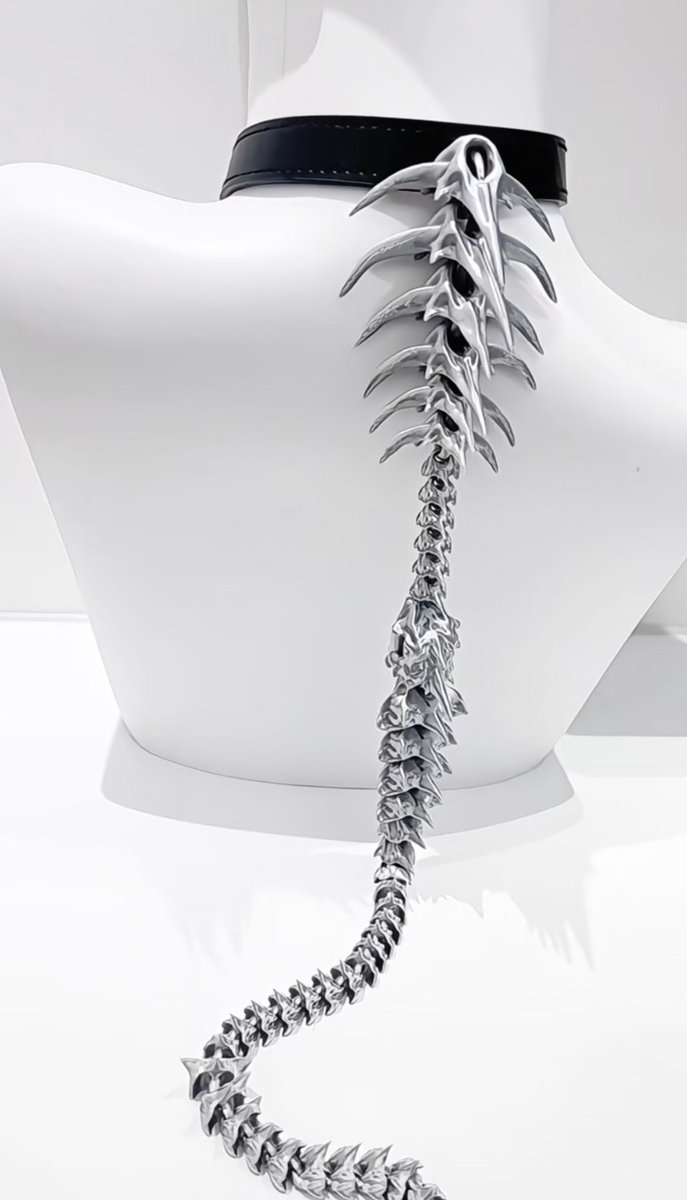 ManusxMachina's tweet photo. 脊椎チョーカー（Silver） 
https://t.co/2TcSww6C5y 
暗黒と美が交差するアートピース。闇を纏うようなゴシック美学が際立つ、脊椎を模したチョーカー。まるで背後から異形の存在が伸びているかのような幻想的でダークなムードを醸し出します。背中に刻まれたのは、静かなる反抗の意志。 https://t.co/vrqoAComG5