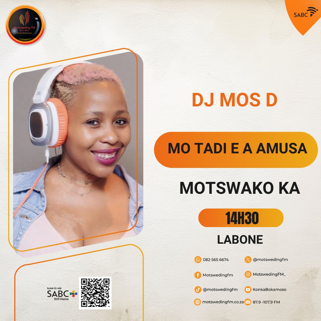 motswedingfm's tweet photo. #TadiEAAmusa le Amon Mokoena, botlhagisi ka Benny Motaung

☎️: 082 565 6674

🖥️: https://t.co/bpXxNNGEmG

SABC +: https://t.co/m3YZ9Vske3

#MotswedingFM https://t.co/uCn3Qeuo6C