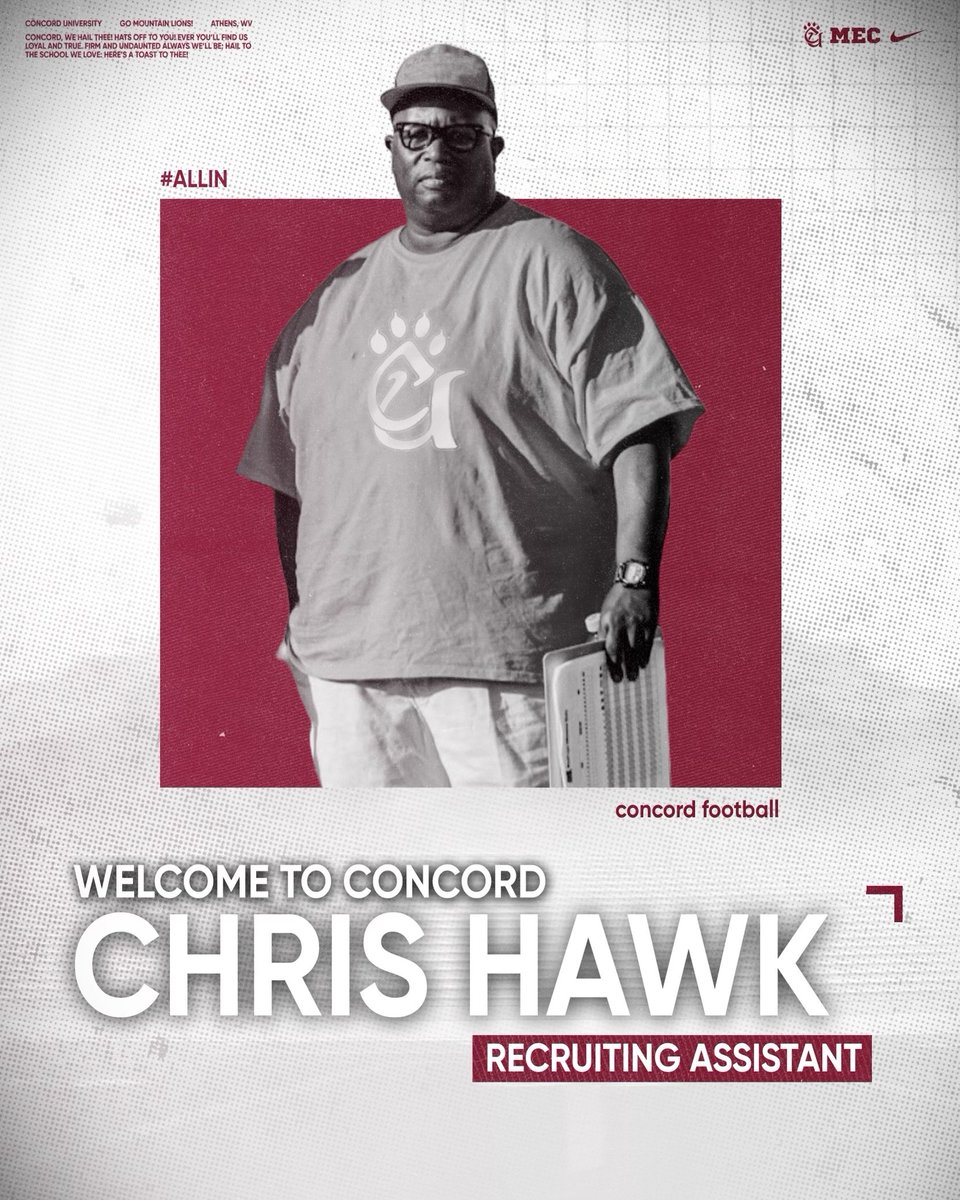 Coach Chris Hawk (@hawkmgmt) on Twitter photo Im excited to announce this upcoming season I'll be joining <a href="/CUCoachEdwards/">Cody Edwards</a> and <a href="/ConcordFootball/">Concord University Football</a> as a recruiting assistant. Shoutout to my guys <a href="/coachjsmithlbs/">Coach Jermaine Smith</a> and <a href="/CoachFerb/">Glenwood Ferebee</a> for letting me rock with yall and learn the game Im excited to announce this upcoming season I'll be joining <a href="/CUCoachEdwards/">Cody Edwards</a> and <a href="/ConcordFootball/">Concord University Football</a> as a recruiting assistant. Shoutout to my guys <a href="/coachjsmithlbs/">Coach Jermaine Smith</a> and <a href="/CoachFerb/">Glenwood Ferebee</a> for letting me rock with yall and learn the game