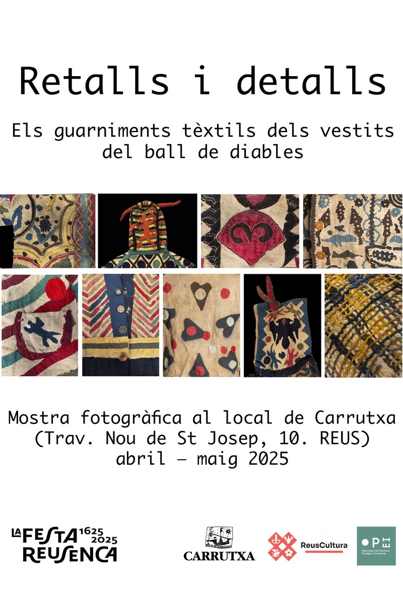 carrutxa (@carrutxa_reus) on Twitter photo Dins la recerca sobre la indumentària del ball de diables, presentem una petita mostra fotogràfica dels motius decoratius de vestits del s.XIX i començaments del XX. Elaborats amb diverses tècniques, els guarniments són afegits tèxtils (no pintats) <a href="/cultpopular_cat/">Cultura Popular</a> <a href="/ReusCultura/">Reus Cultura</a> Dins la recerca sobre la indumentària del ball de diables, presentem una petita mostra fotogràfica dels motius decoratius de vestits del s.XIX i començaments del XX. Elaborats amb diverses tècniques, els guarniments són afegits tèxtils (no pintats) <a href="/cultpopular_cat/">Cultura Popular</a> <a href="/ReusCultura/">Reus Cultura</a>