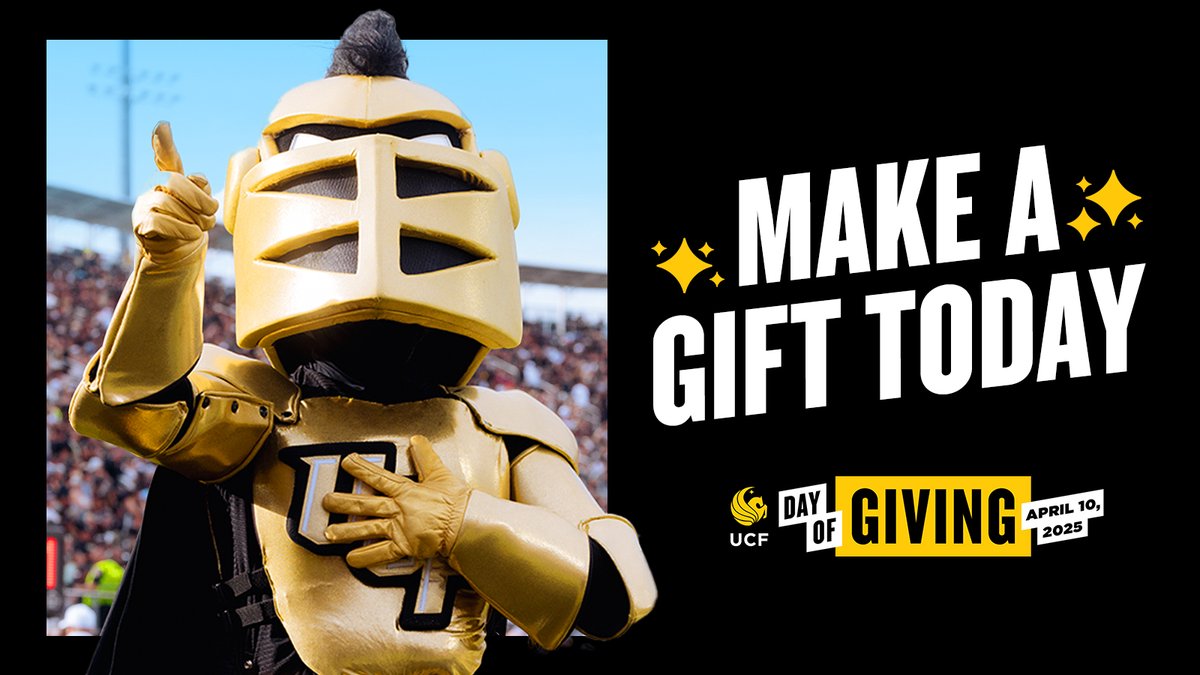 ✨ The UCF Day of Giving is here! ✨ 

Support the College of Engineering &amp; Computer Science. Every contribution makes a difference! 

💛 Donate: go.ucf.edu/3Vv943k

Stay tuned and get details on challenges to earn bonus funds for your favorite area. #UCFDayofGiving