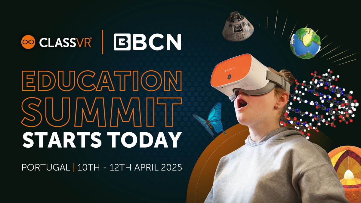 ClassVR's tweet photo. Education Summit 2025 is LIVE🎉
Join us and our partner BCN at the Education Summit Portugal
(10th - 12th April 2025) to:
✨ Experience VR
⚡ Explore Immersive Solutions
✅ Discover Curriculum-Aligned Content
#EducationSummit2025 #BCN #ClassVR #EdTech https://t.co/1ND8Le4pqq
