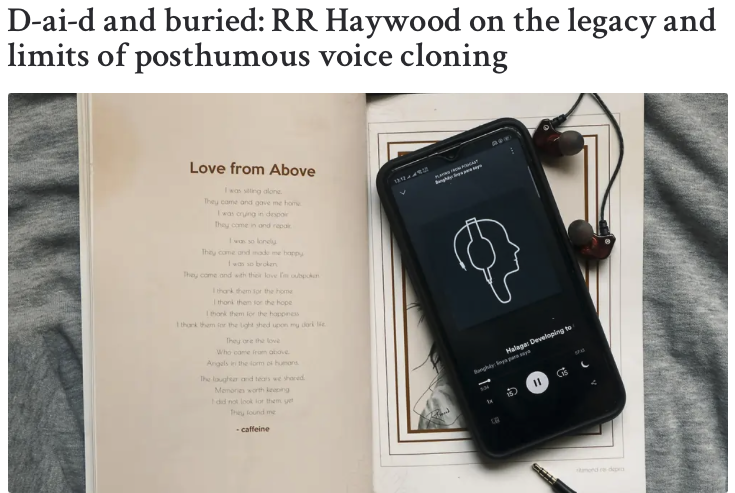 Hello! I just had this piece go live in <a href="/EuropeanMag/">The European</a> today. It’s about AI voice cloning after death, what we’re creating, what it means, and how weird it all gets.
🤖👻
Have a read 👉 the-european.eu/story-44545/d-…
Much love 🥰
