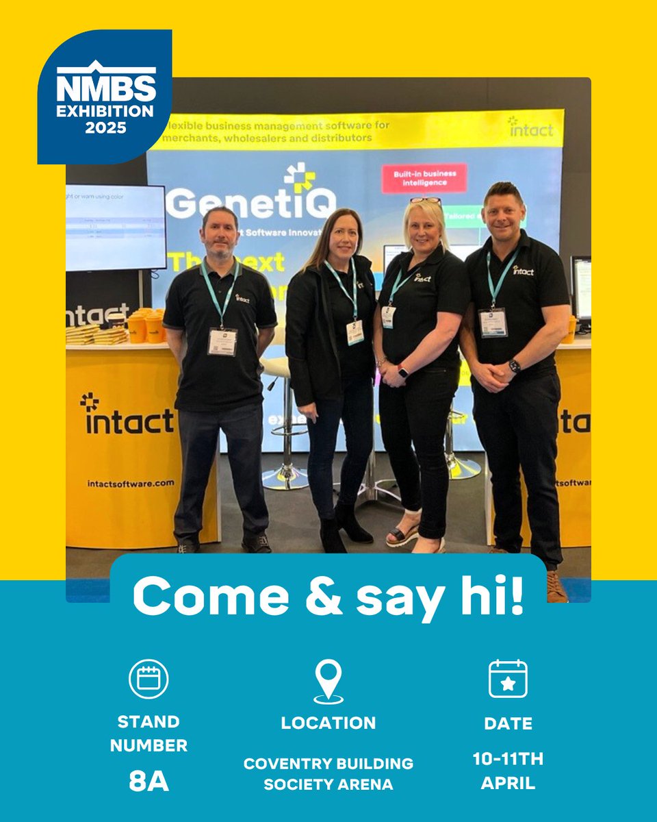 We're here at the NMBS Exhibition in Coventry! Stop stand 8A, and learn what makes GenetiQ special!  Plus, you could win £300 in holiday vouchers. 

We'd love to see you today!  💛

#NMBSExhibition25 #YourFutureOneSolution #Intact