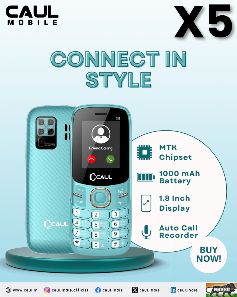 CaulIndia's tweet photo. Caul X5 compact, easy-to-use phone with a 1.8-inch display, camera, and built-in games. Perfect for staying connected on the go!

For inquiries, contact us at +91-9990330058

#CaulMobile #X5Mobile #FeaturePhone #SimplePhone https://t.co/DYnD38vhCb