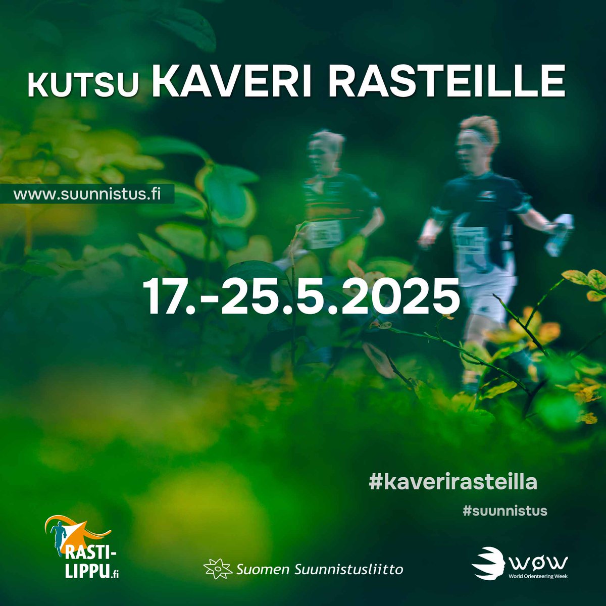 Suunnistusliitto kutsuu seurat mukaan Kutsu kaveri kuntorasteille -kampanjaan 17.-25.5.2025 välisenä aikana.

suunnistusliitto.fi/2025/04/kutsu-…

#kaverirasteilla
#suunnistus
#kuntorastit