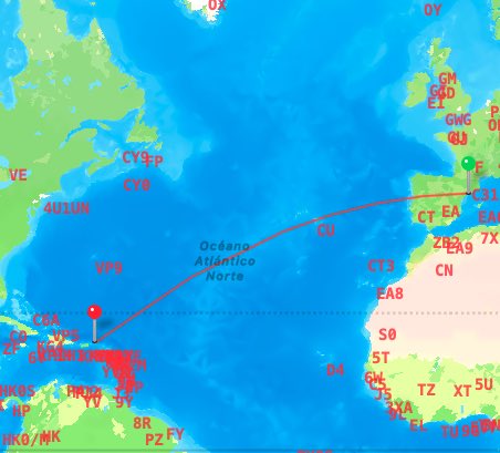 VP2VI - British Virgin Islands (NA) 6,700 km
DXpedition April 2025.
worked super-fast on two bands.

#swl #amateurrardio #dxing #dx #propagation #DXCC #radio #VP2VI #expedition