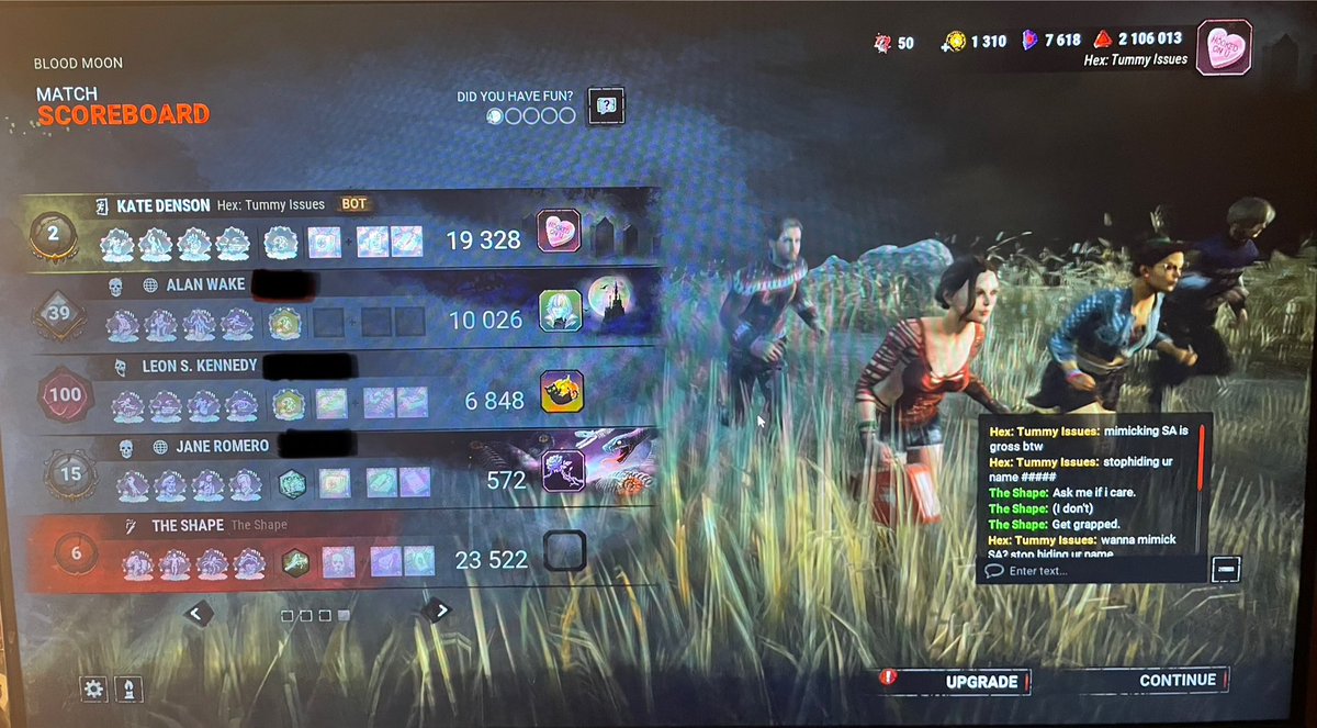 Lil_BOOri's tweet photo. @Behaviour @DeadbyDaylight y’all let people like this get away with it and reports do nothing. No T-bags from me (was solo Q), no BMing in match, was slugged and humped on the ground and then told to get r*ped. Y’all see the problem but refuse to address it. https://t.co/8D2GPGXkG6