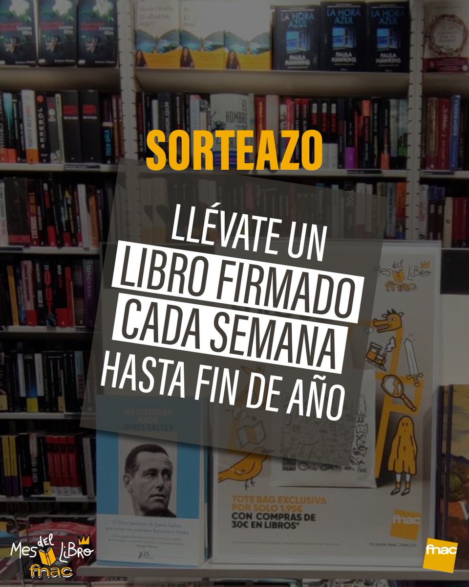 Fnac_ESP's tweet image. 📚 SORTEO 📚⁣

¡Te regalamos un libro firmado sorpresa CADA SEMANA hasta 2026! Para participar:⁣
⁣
✅ Síguenos en @Fnac_ESP
✅ RT
✅ Menciona a un amigo con #MesdelLibroenFnac
⁣
Sorteo Multired. UN GANADOR
Resultado el 30/04⁣
⁣
BB.LL en your-promos.com/widget/legal/a…